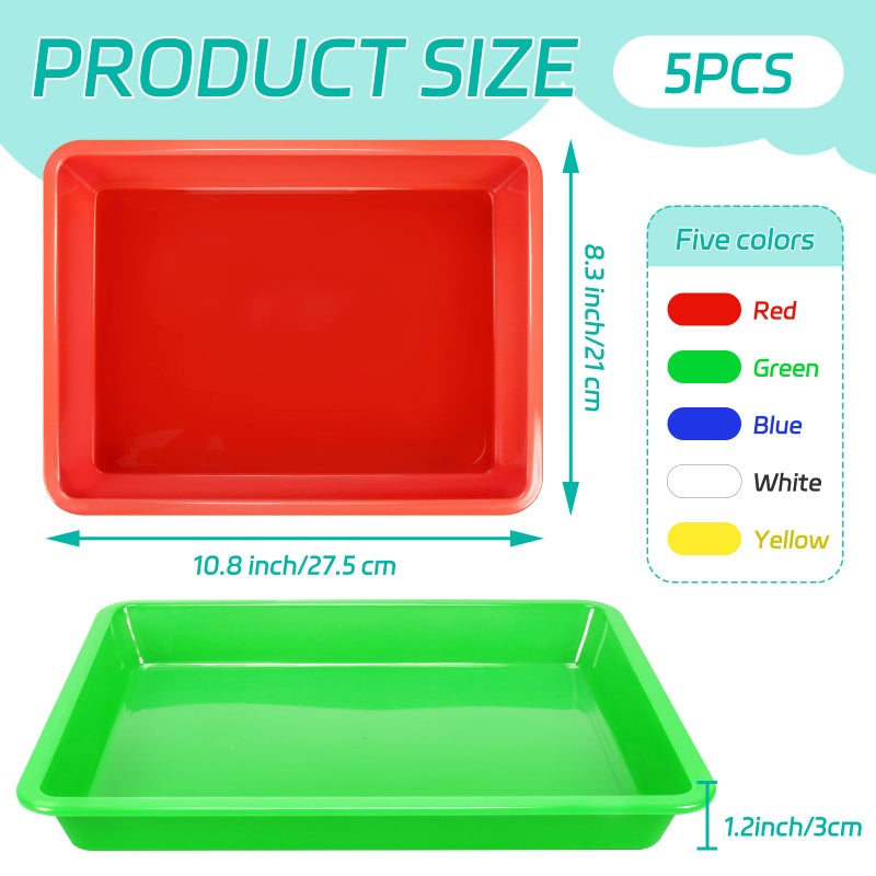 Weoxpr 5 Pack Multicolor Plastic Art Trays - Activity Tray Crafts Organizer Tray Serving Tray for School Home Art and Crafts, DIY Projects, Painting, Beads, Organizing Supply - Image 2